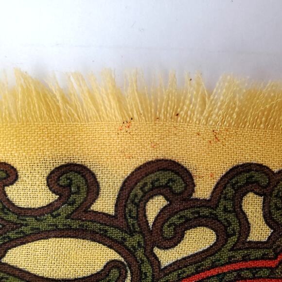 Vtg Stix Baer & Fuller Scarf Green Rust Golden Geo Floral Pattern 26.5" Square - Picture 8 of 16